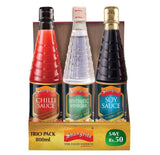 Shangrila Trio Pack, Chilli Sauce + Synthetic Vineger + Soy Sauce, 3x800ml