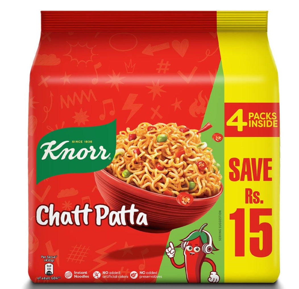 Knorr Noodles Chatt Patta, Family Pack, 4-Pack Inside