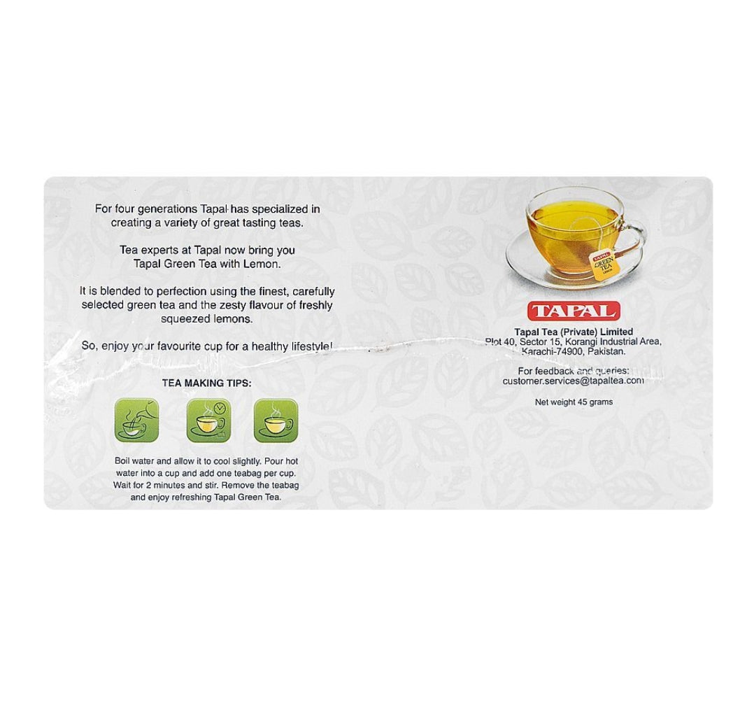 Tapal Lemon Green Tea Bags 30-Pack