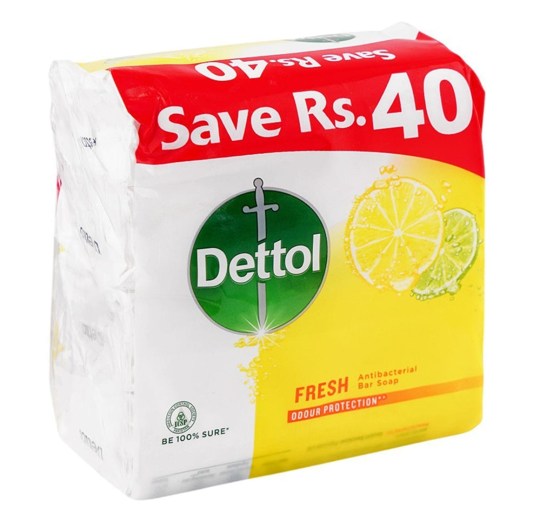 Dettol Fresh Antibacterial Soap, 4x110g