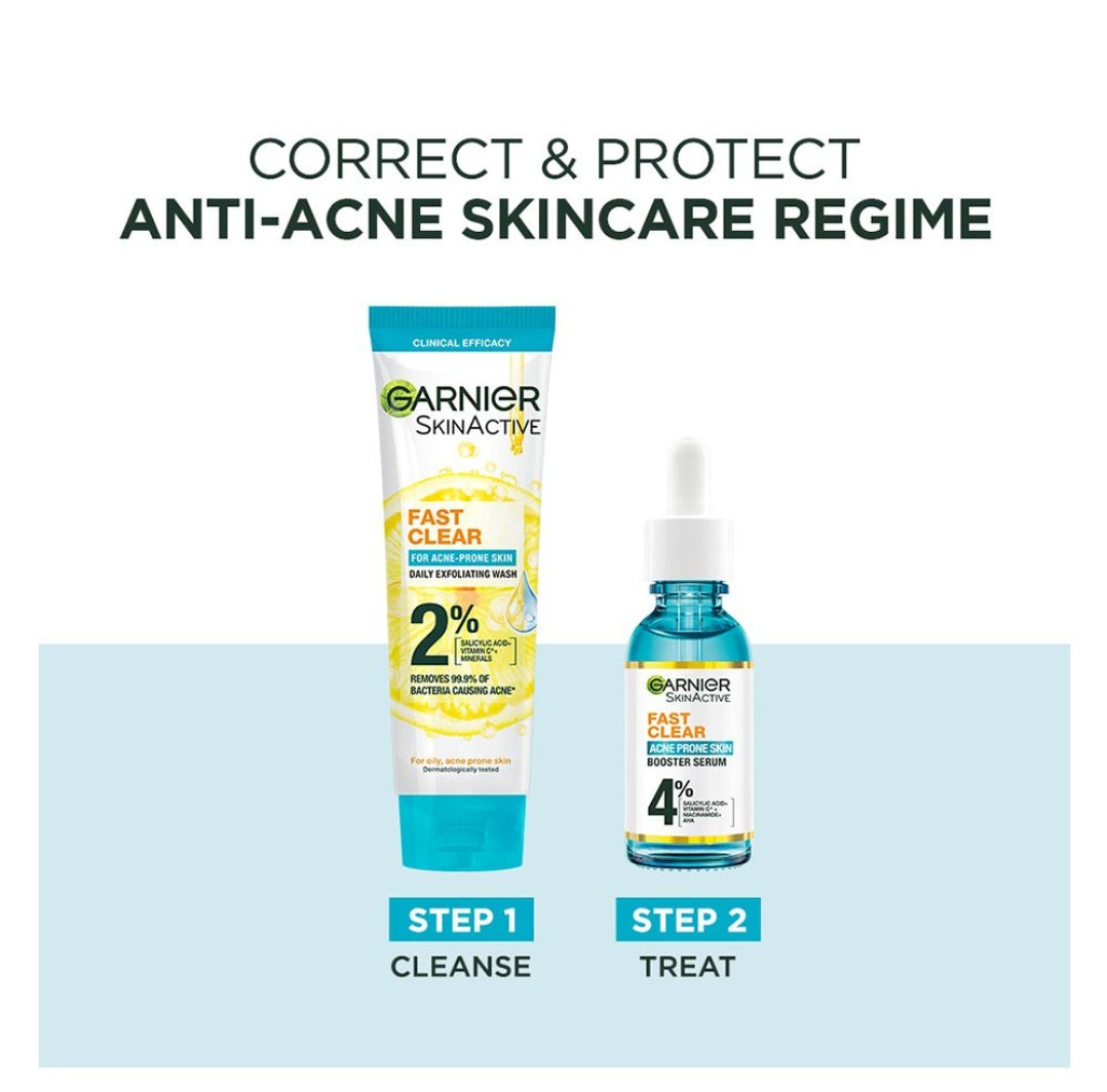 Garnier Fast Clear Facewash, For Acne Prone Skin, 50ml