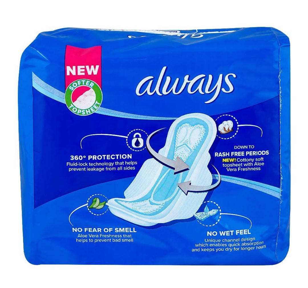 Always Aloe Vera Freshness Maxi Thick Extra Long Pads, 10-Pack