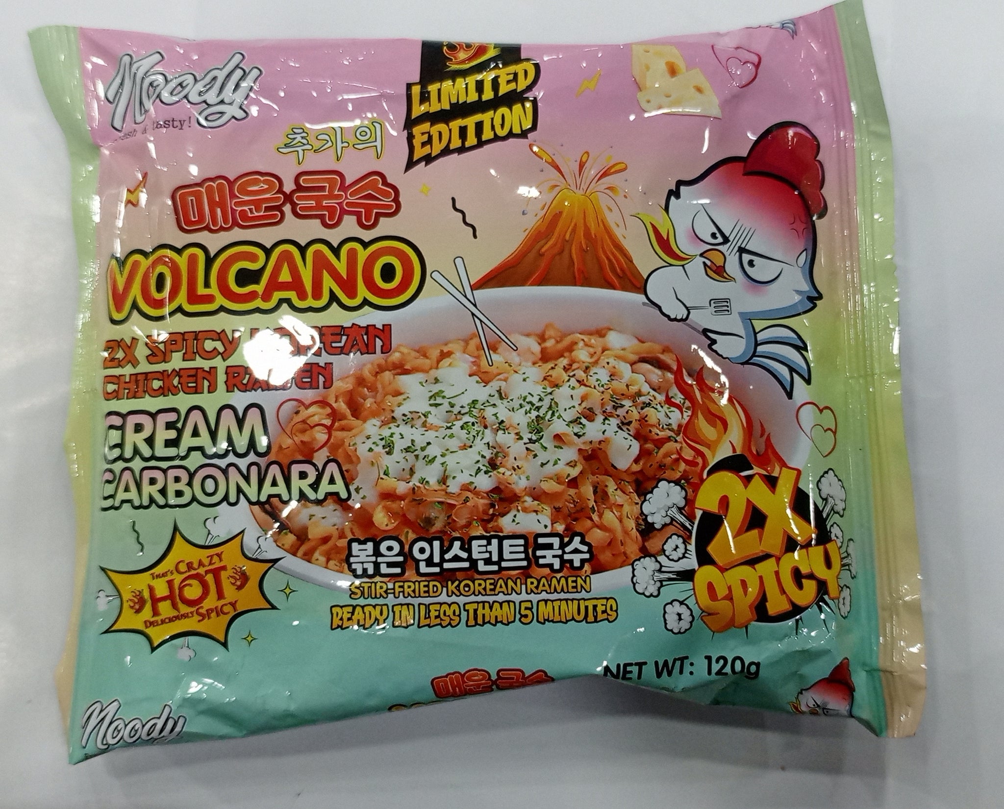 Noody Volcano 2X Spicy Korean Chicken Ramen 
Cream Carbonara