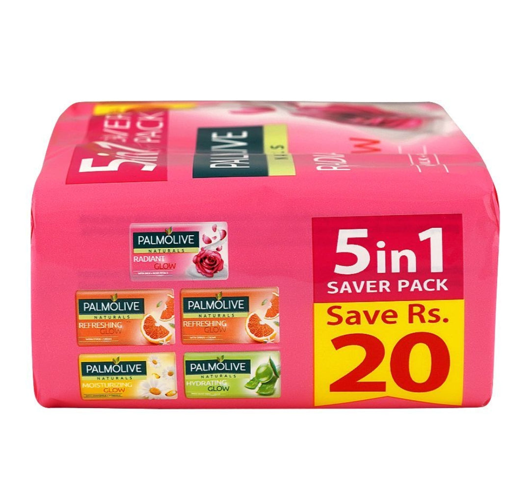 Palmolive Naturals Radiant Glow Milk & Rose Soap, 5 x 130g, 5-In-1 Saver Pack