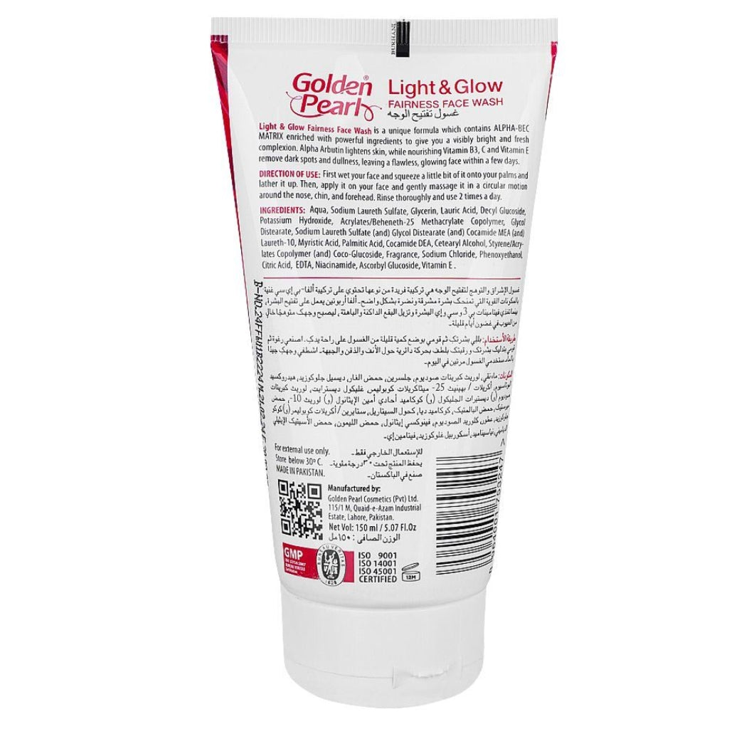 Golden Pearl Light & Glow Fairness Face Wash With Alpha-Bec Matrix, 150ml