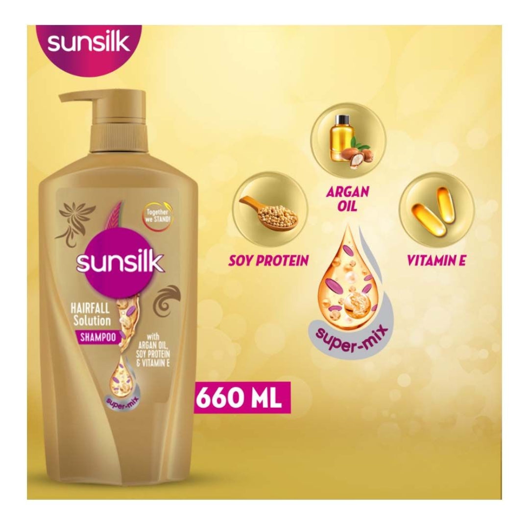 Sunsilk Hair Fall Solution Argan Oil, Soy Protein & Vitamin E Shampoo, 680ml