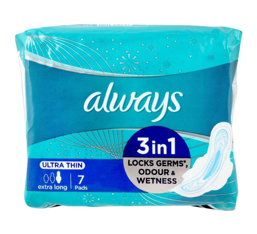 Always 3in1 Herbal Freshness Ultra Thin Extra Long Pads, 7-Pack