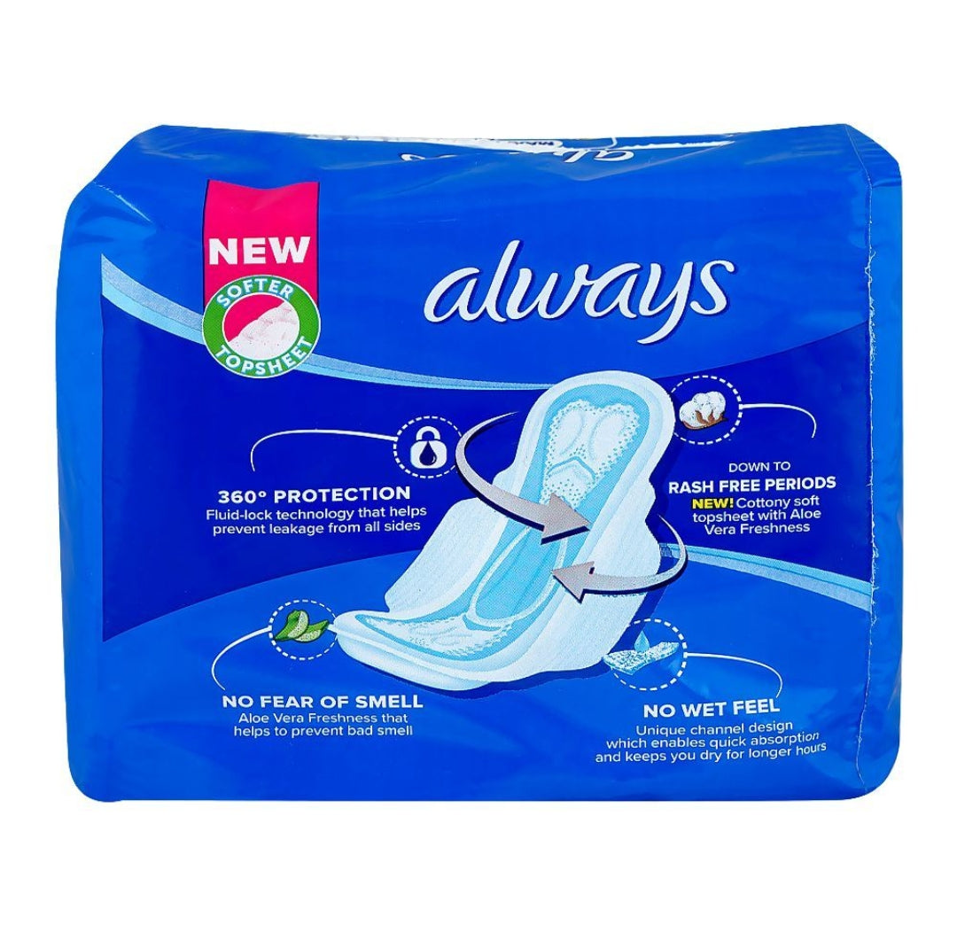 Always Aloe Vera Freshness Maxi Thick Long Pads, 11-Pack+2 Free Pads