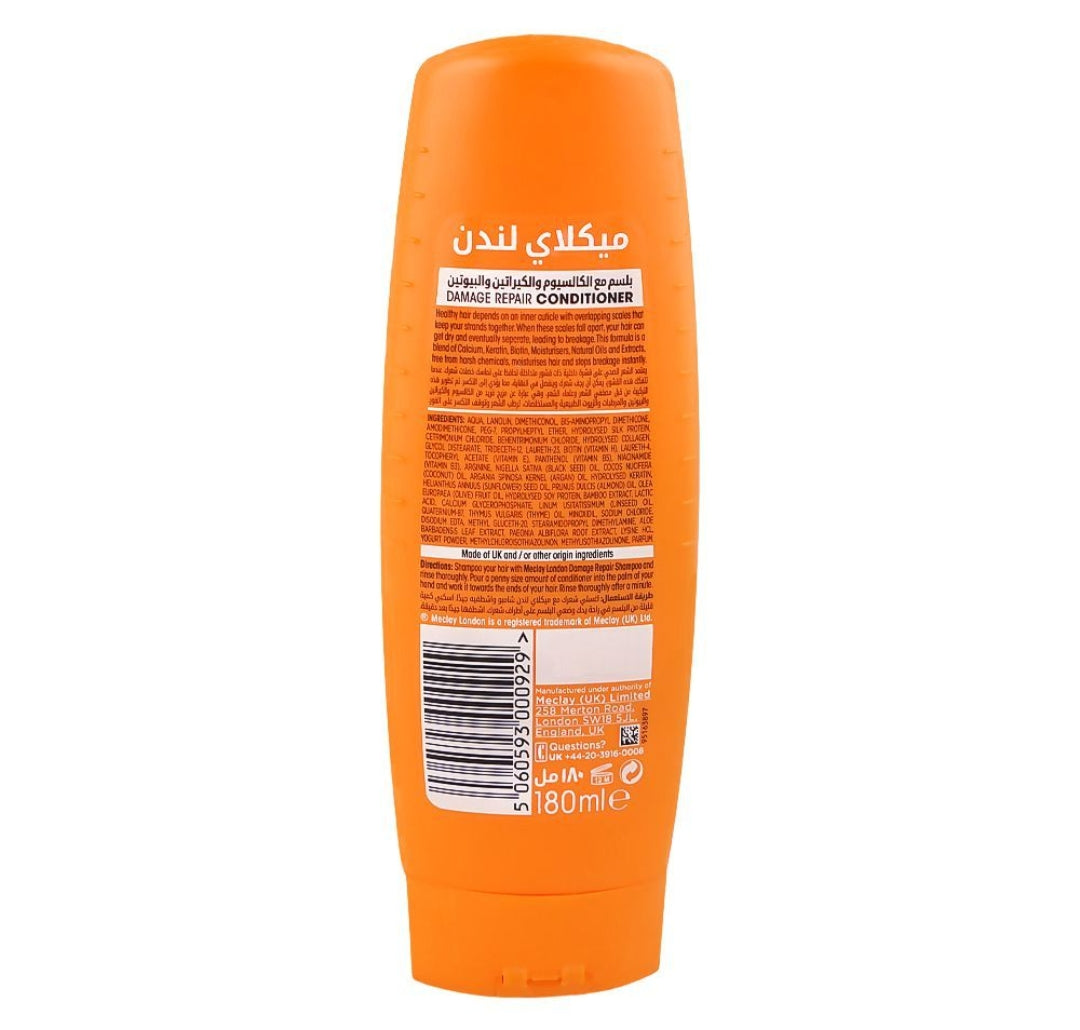 Meclay London Calcium Keratin Biotin Damage Repair Conditioner, For Damaged Hair, 180ml