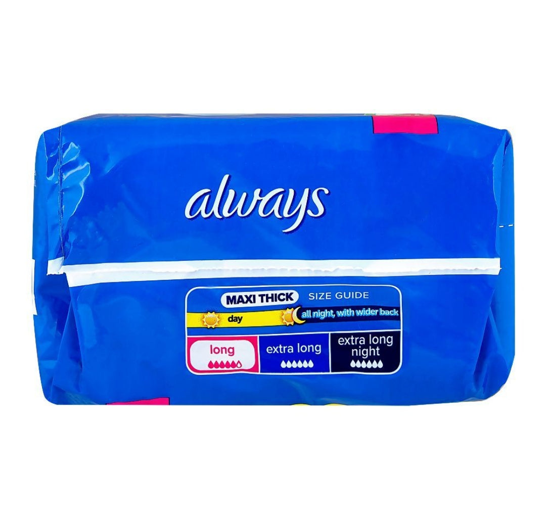 Always Aloe Vera Freshness Maxi Thick Long Pads, 11-Pack+2 Free Pads