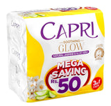 Capri Soothing Glow Natural Jasmine & Aloe Vera Soap, White, 3 X 150g