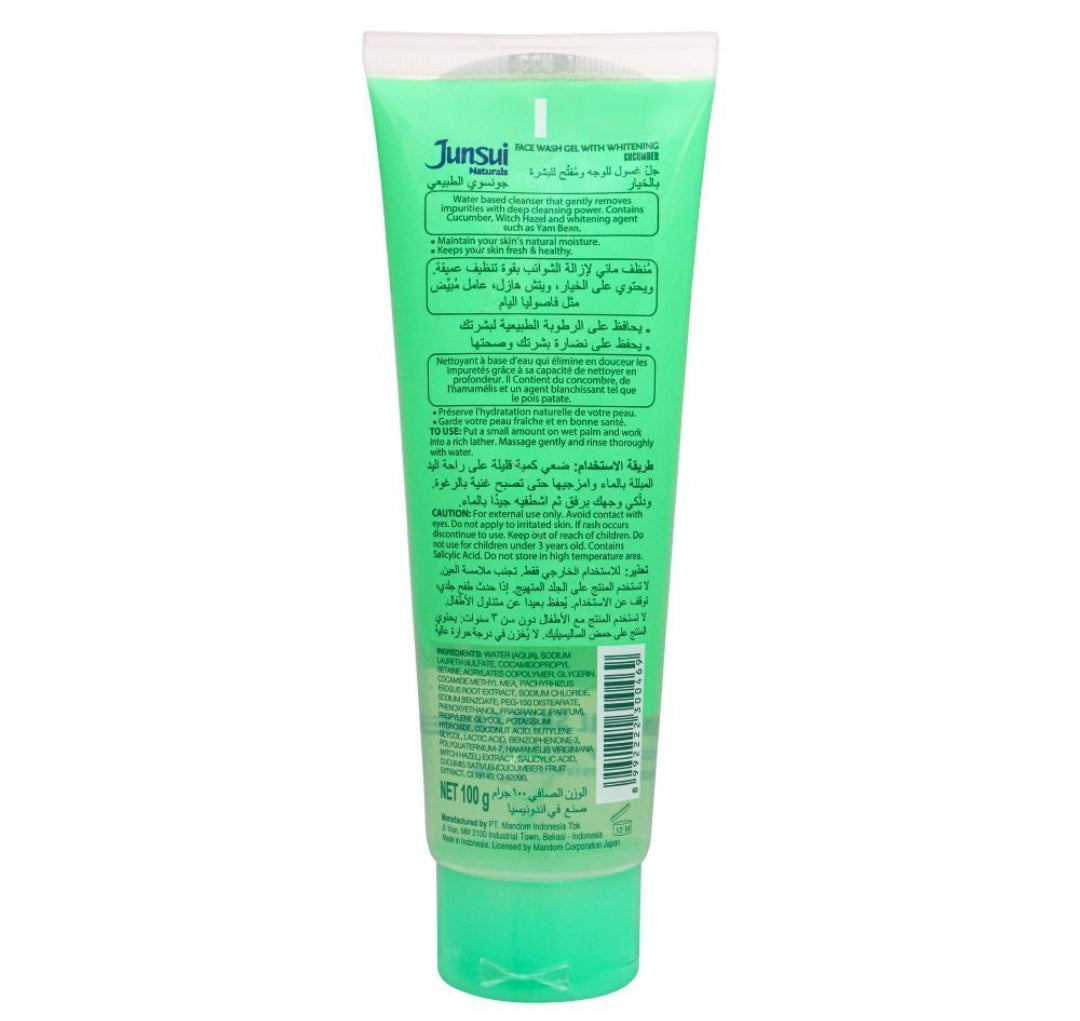 Junsui Cucumber Whitening Face Wash Gel With Whitening, 100g