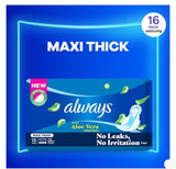 Always Aloe Vera Freshness Maxi Thick Extra Long Pads, 16-Pack