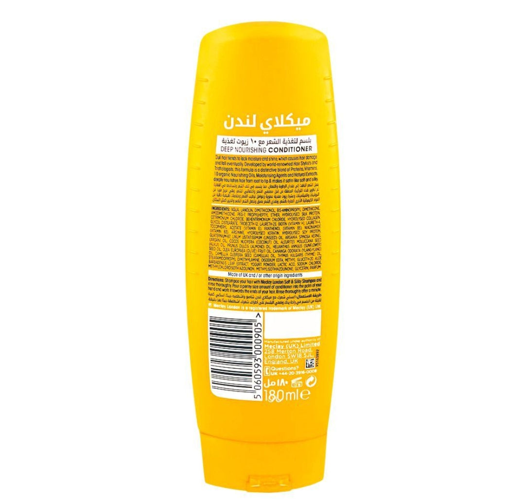 Meclay London 10 Nourishing Oils Conditioner, For Soft & Silky Hair, 180ml