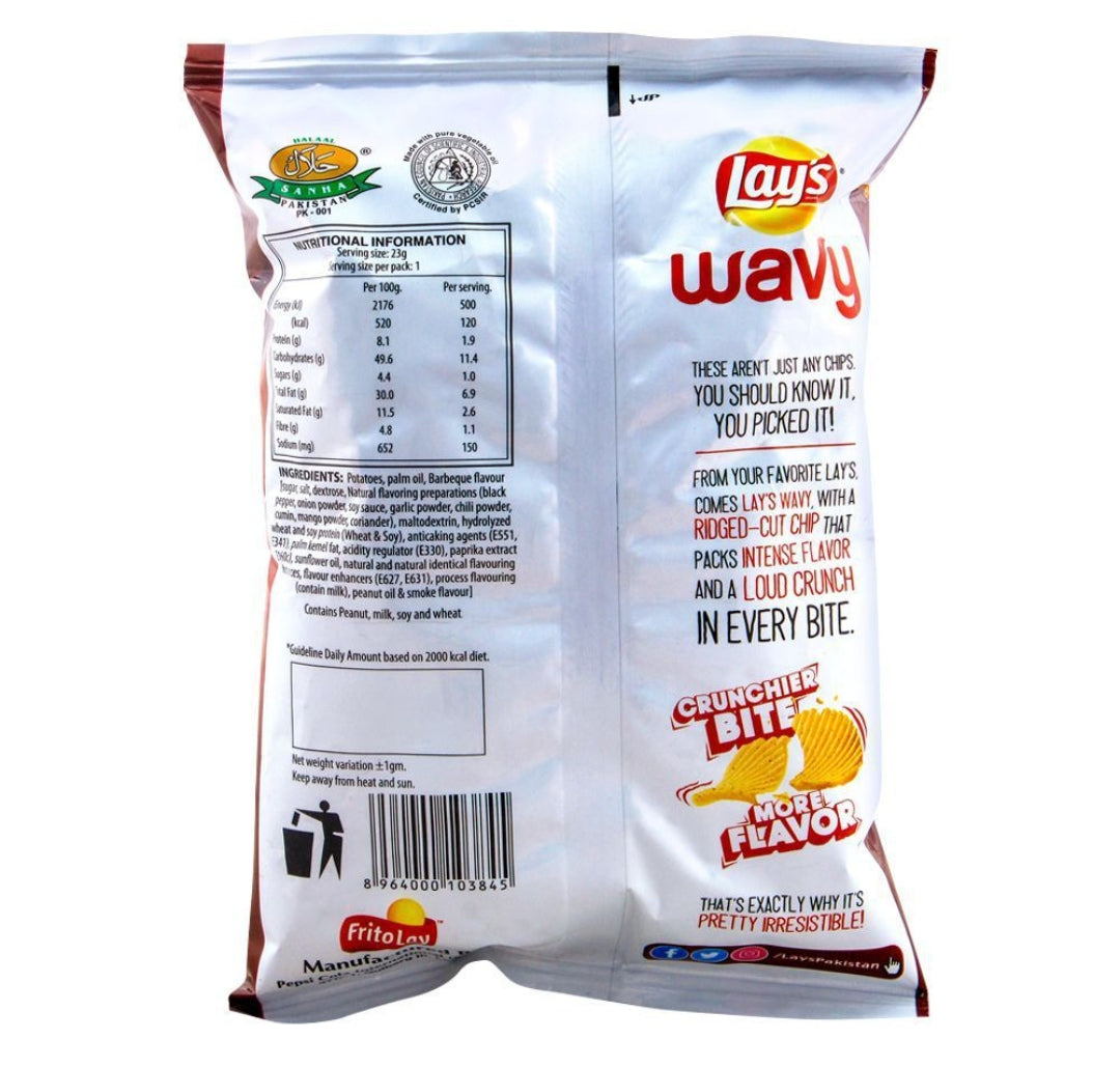 Lay's Wavy BBQ Potato Chips 23g