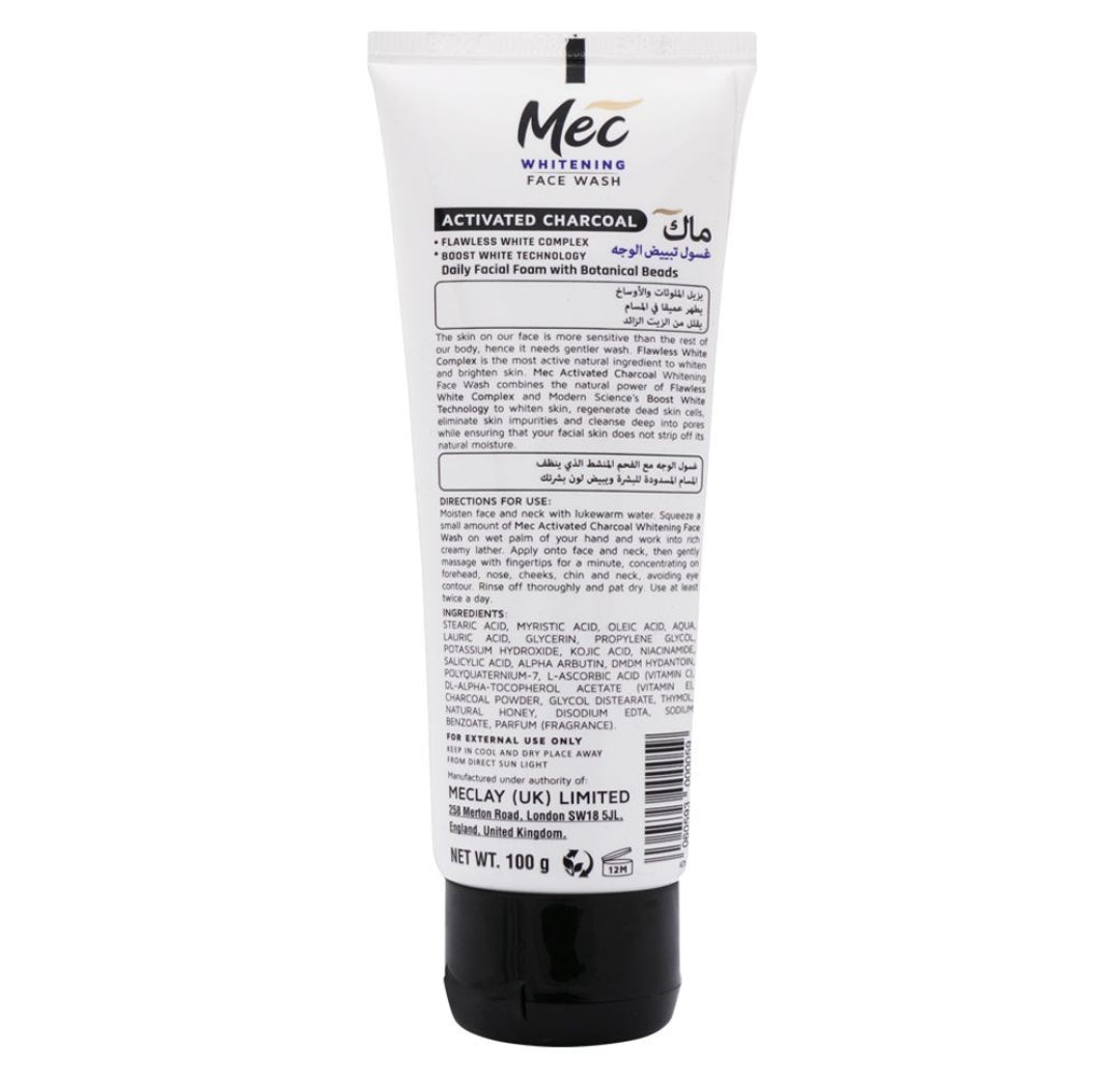 Mec Whitening Activated Charcoal Face Wash, 100g
