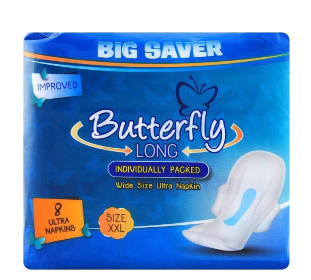Butterfly Long Wide Size Ultra Napkins, XXL, 8-Pack