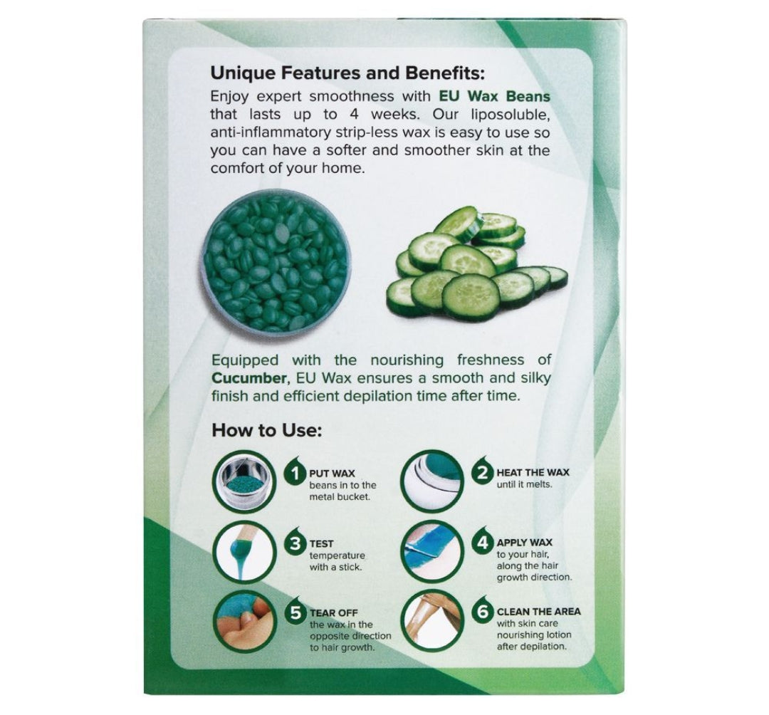 EU Cucumber Freshness Wax Beans Hot Film Wax For Depilation, For All Skin Types, 100g