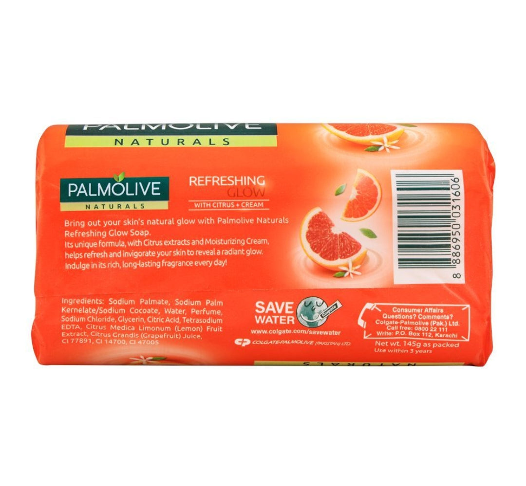 Palmolive Naturals Refreshing Glow Soap, Citrus + Cream, 145g