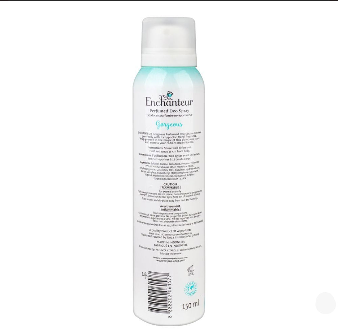 Enchanteur Gorgeous Perfumed Deo Spray, 24 Hours Lasting, For Women, 150ml