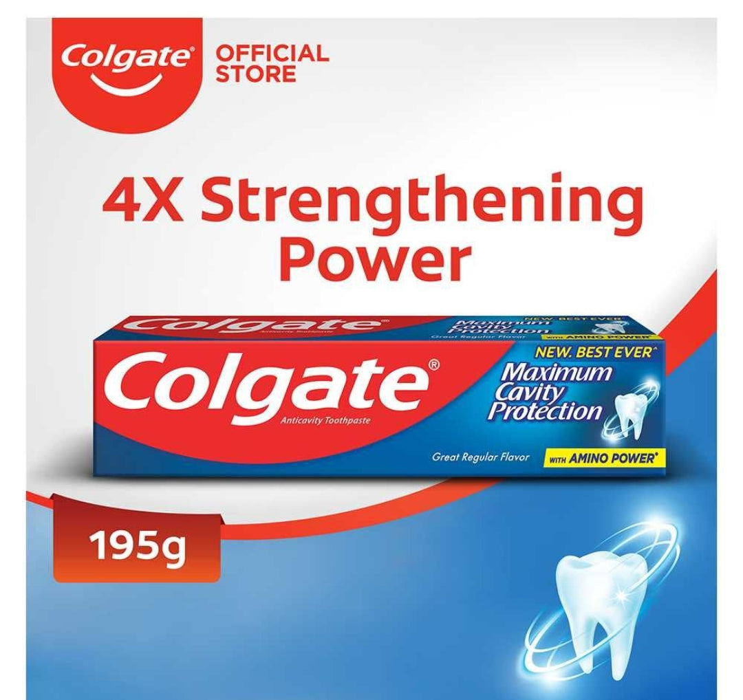 olgate Maximum Cavity Protection Amino Power Toothpaste, Great Regular Flavour, 195g