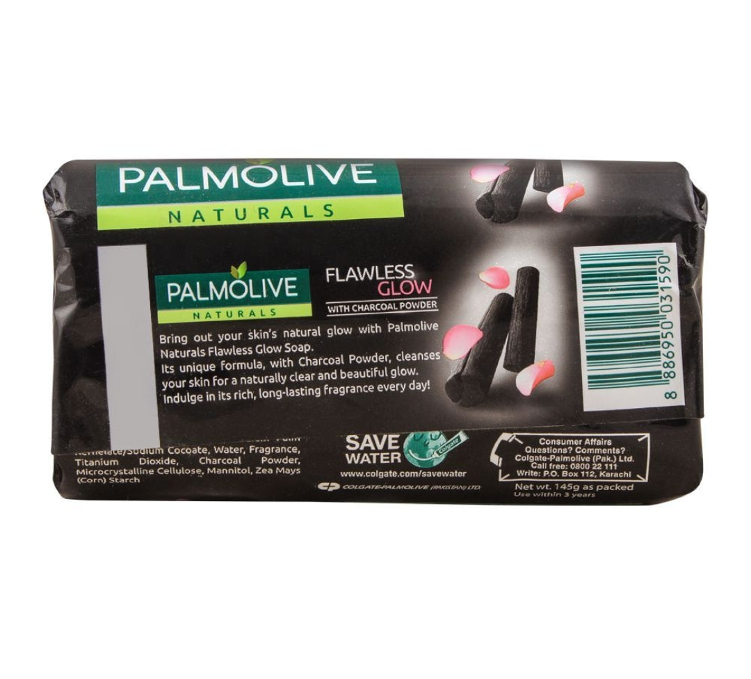 Palmolive Naturals Flawless Glow Soap, With Charcoal Powder, 145g