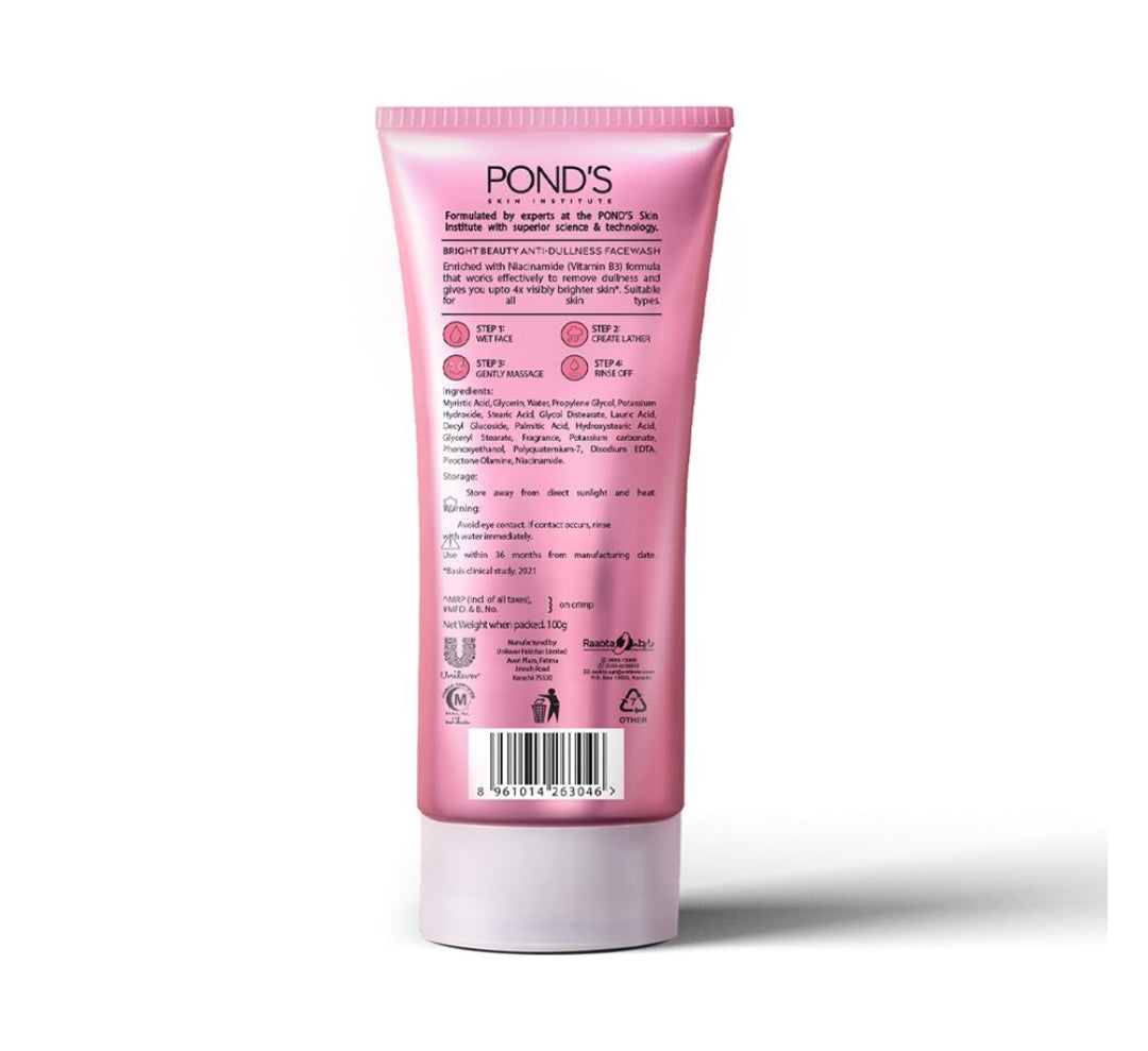 Pond's Bright Beauty Anti-Dullness Face Wash With Niacinamide & Vitamin B3, 100g