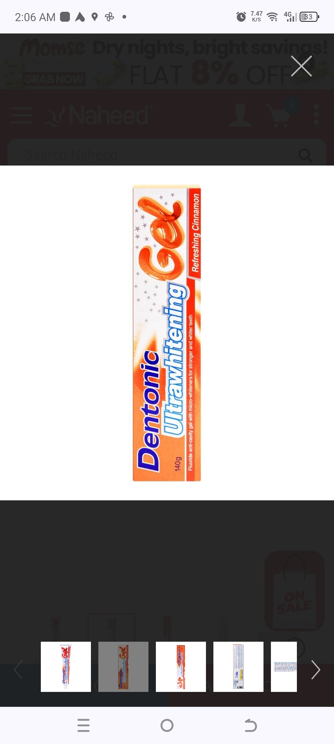 Dentonic Ultrawhitening Refreshing Cinnamon Gel Toothpaste, 140g