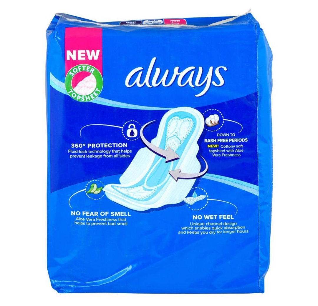 Always Aloe Vera Freshness Maxi Thick Extra Long Pads, 26-Pack, Save Rs.100/-
