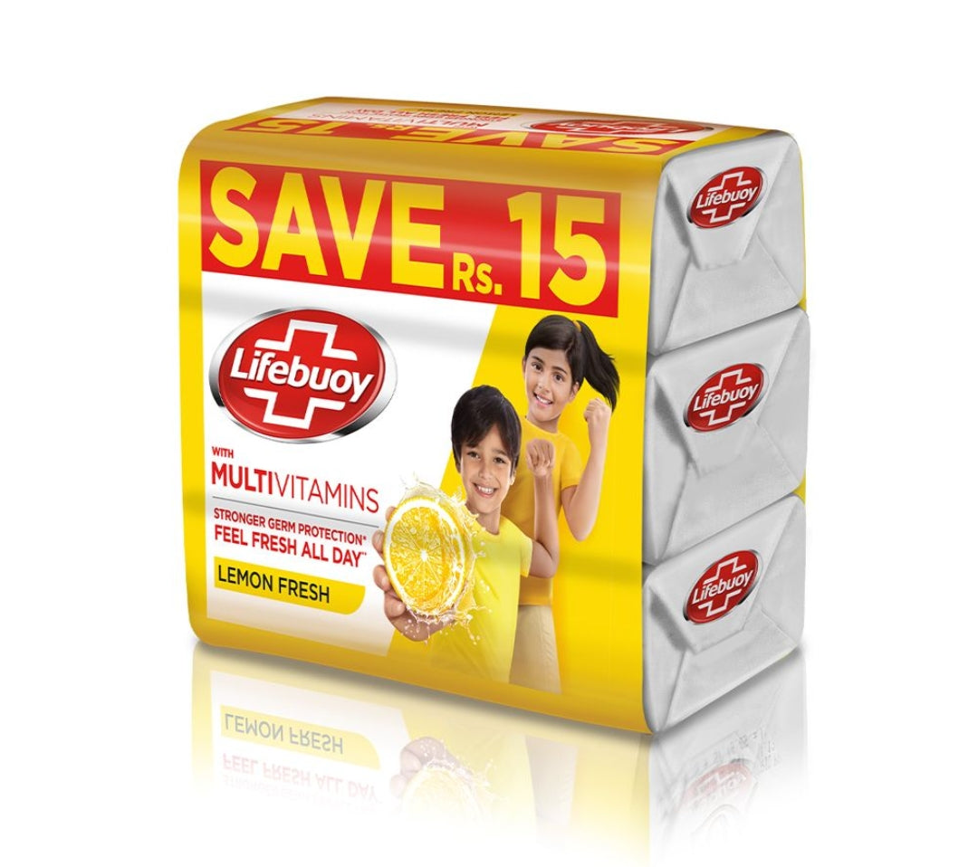 Lifebuoy Lemon Fresh With Activ Silver Soap, Value Pack 3x112g