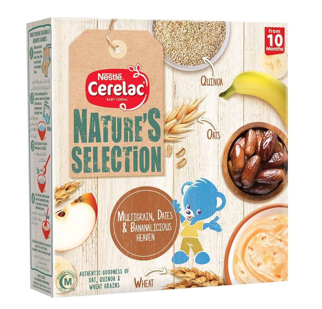 Nestle Cerelac Nature's Selection Cereal, Multigrain, Dates & Bananalicious, 175g