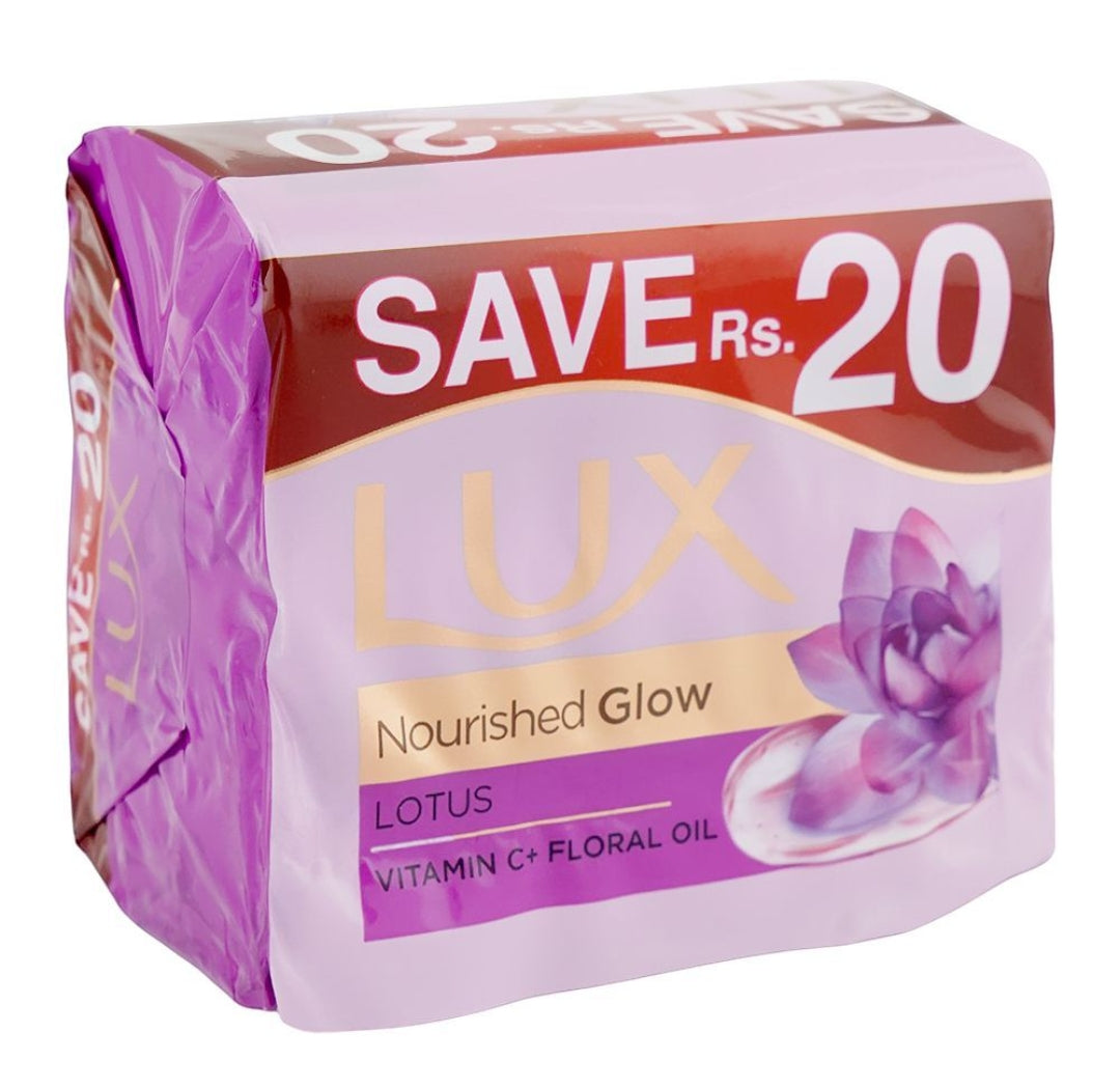 Lux Nourished Glow Purple Lotus Soap, 128g Each, 3-Pack