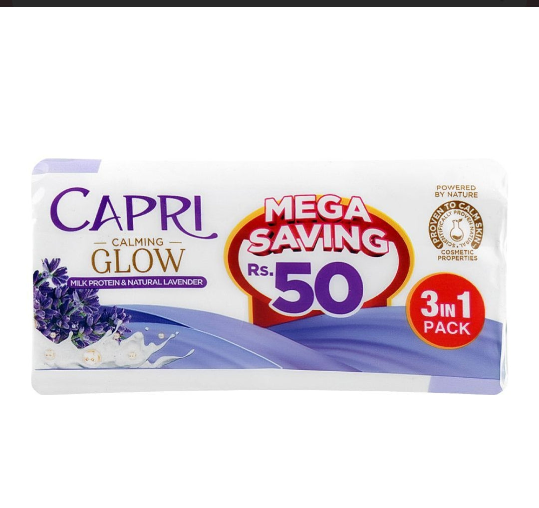 Capri Calming Glow Milk Protein & natural Lavender Soap, Purple, 3 X 150g
