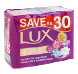 Lux Velvet Glow Rose Nourished Soap Pack, 4 x 98g