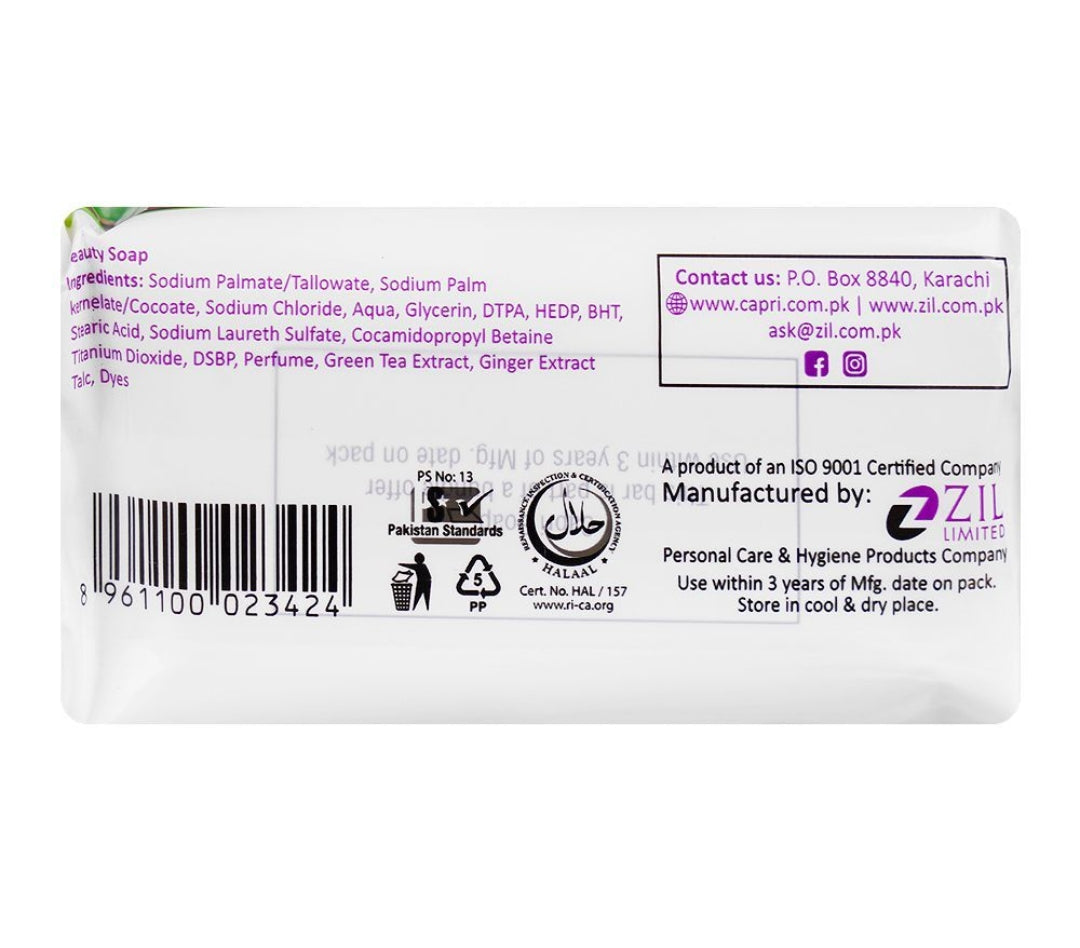 Capri Luminous Glow Green Tea Leaves & Ginger Green Soap, 3 X 150g