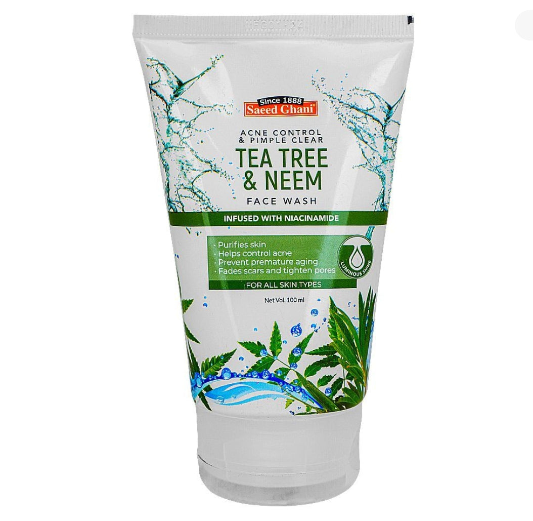 Saeed Ghani Acne Control & Pimple Clear Tea Tree & Neem Face Wash, For All Skin Types, 100ml