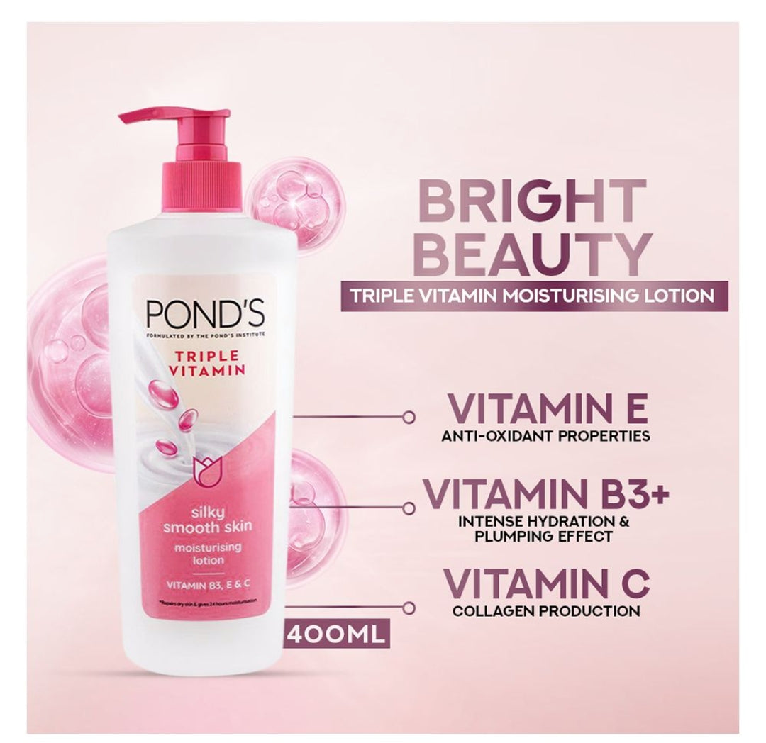 Pond's Triple Vitamin Silky Smooth Skin Moisturising Lotion, 400ml