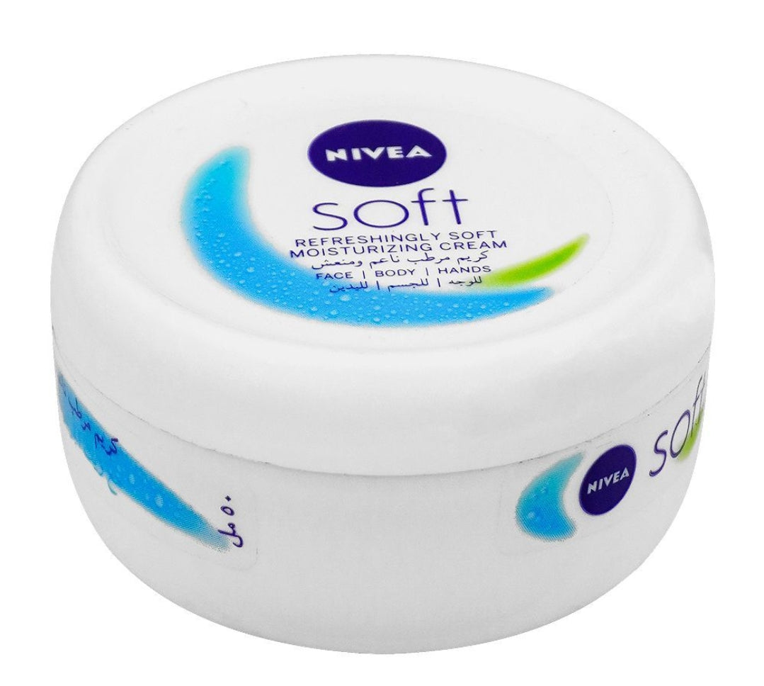 Nivea Soft Refreshingly Soft Moisturizing Cream, For Face/Body/Hands, 50ml