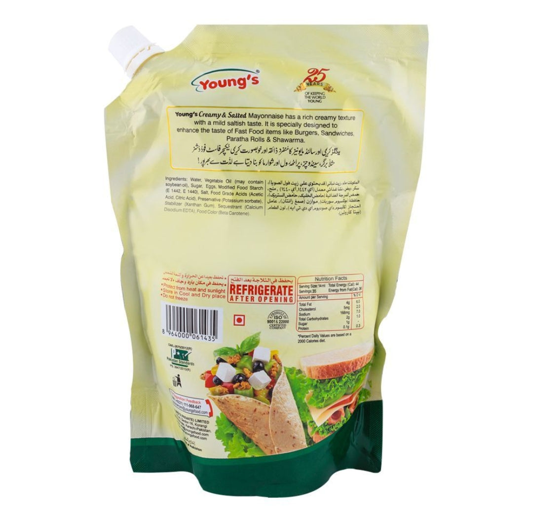 Young's Mayonnaise Creamy & Salted 500gm Pouch