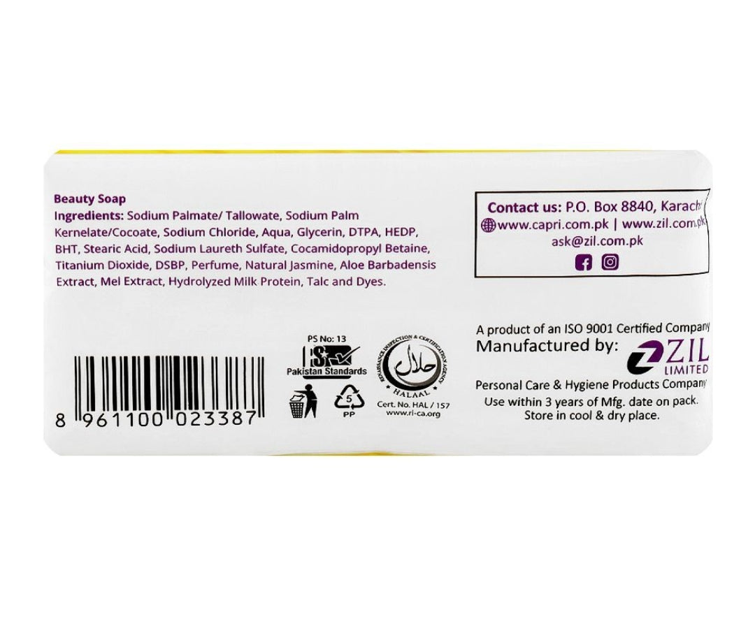 Capri Soothing Glow Natural Jasmine & Aloe Vera Soap, White, 3 X 150g