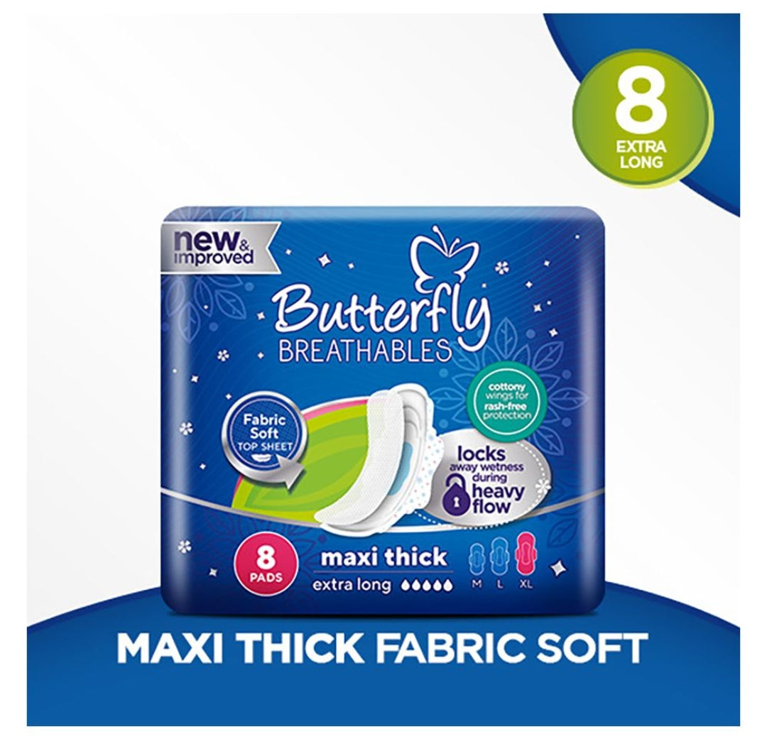 Butterfly Breathables Maxi Thin Pads, Extra Large, 8-Pack