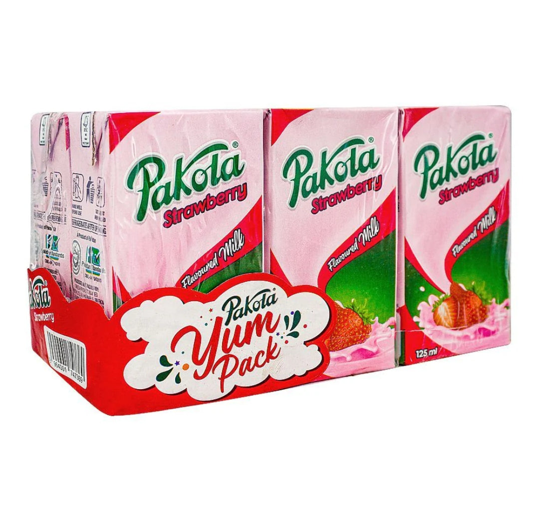 Pakola Yum Strawberry Flavored Milk, 125ml pack of6