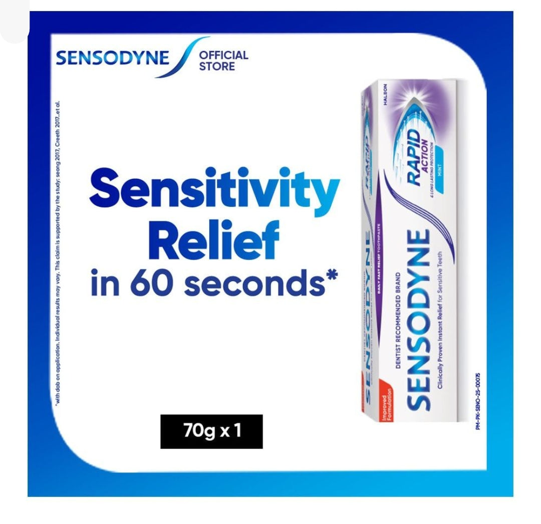 Sensodyne Rapid Action & Long Lasting Protection Mint Toothpaste, 70g