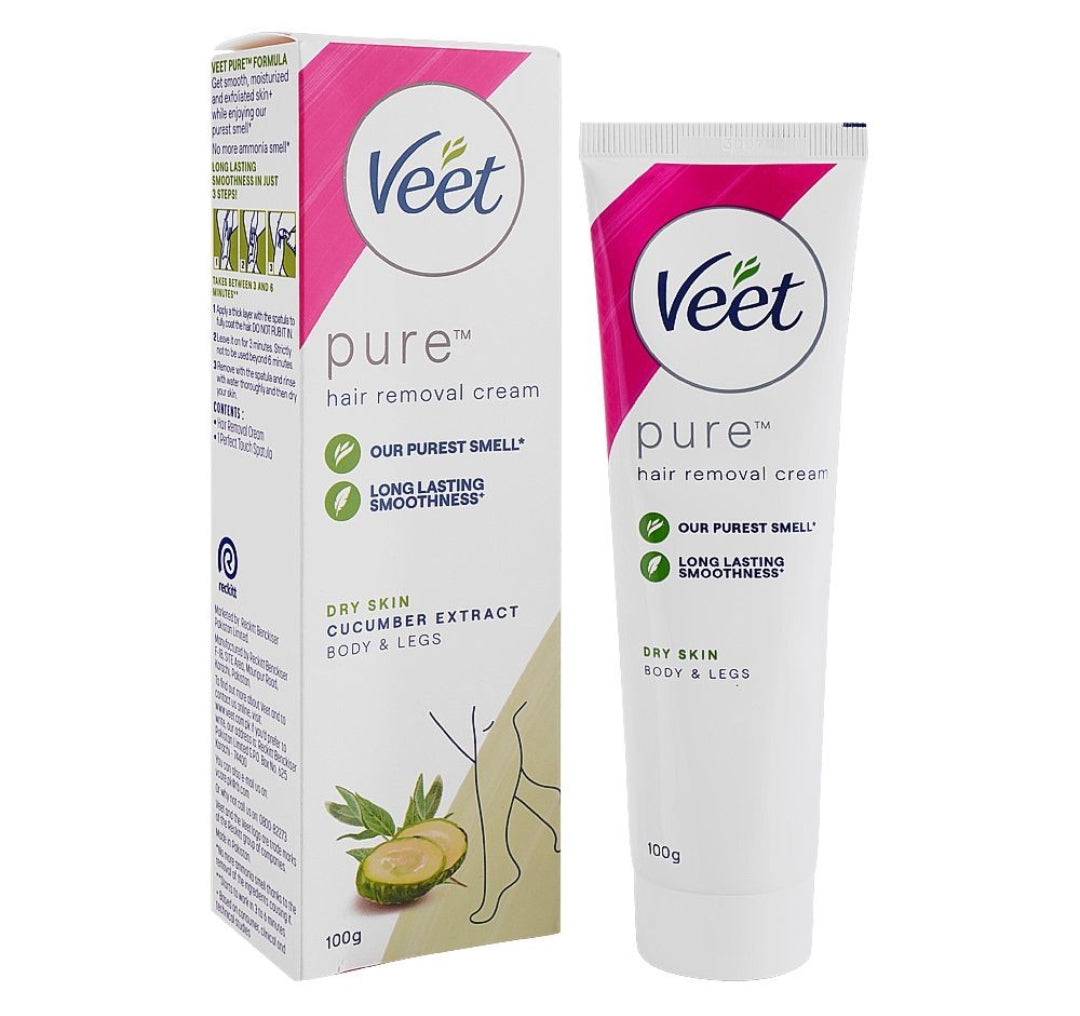 Veet Pure Cucumber Extract Dry Skin Hair Removal Cream, 100ml
