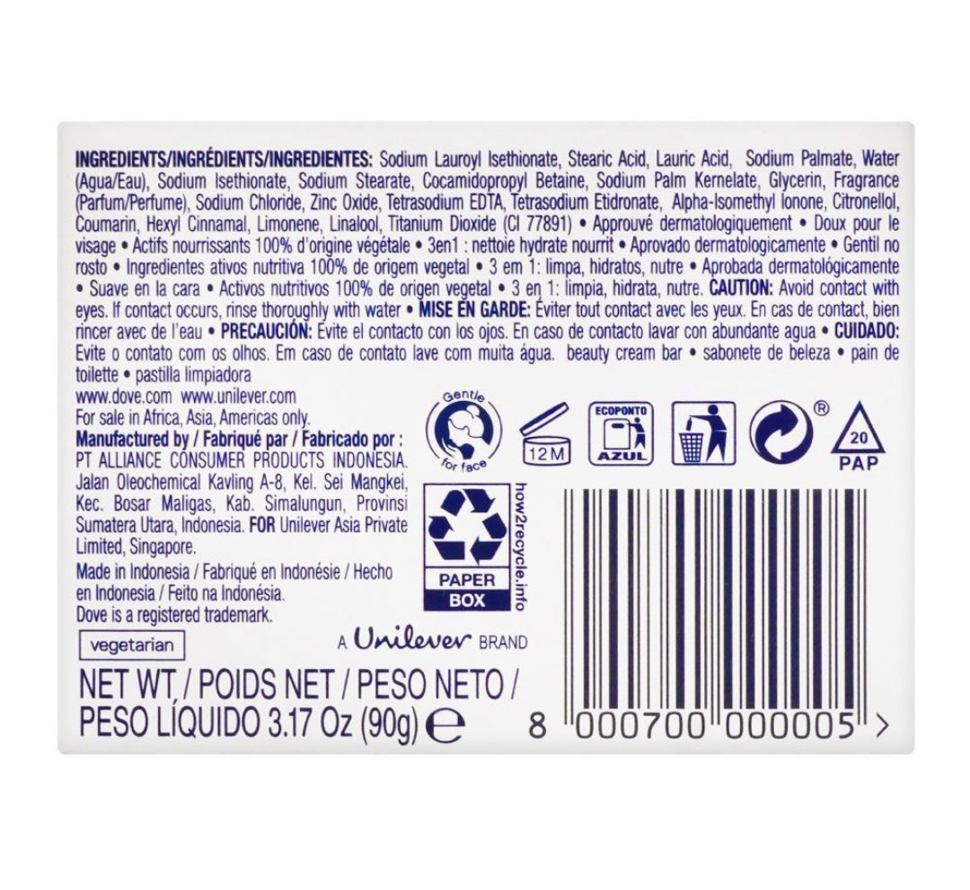 Dove Beauty Cream Bar, White, Deep Moisture For Soft Skin, 90g