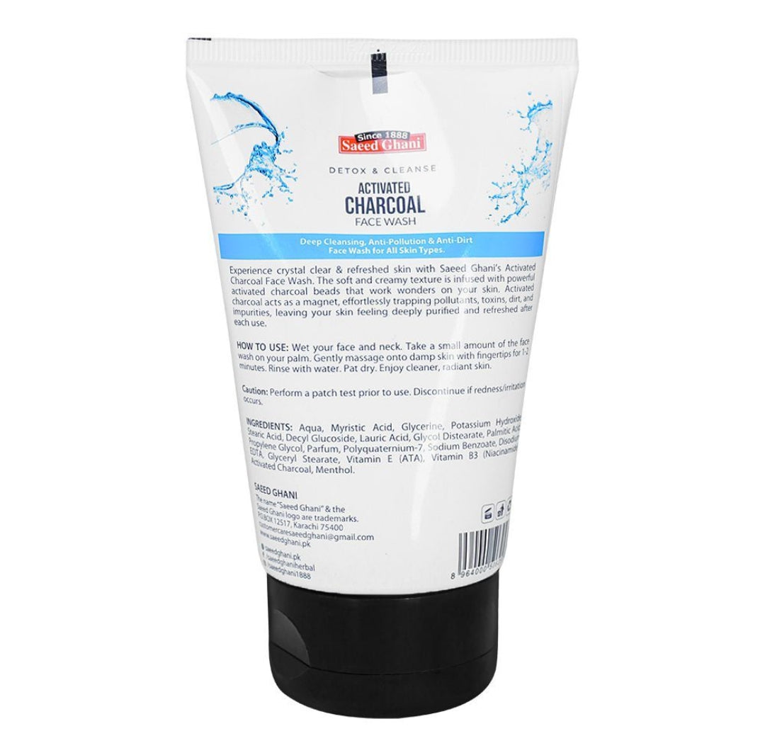 Saeed Ghani Detox & Cleanse Activated Charcoal Face Wash, For All Skin Types, 100ml