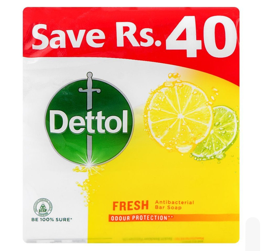 Dettol Fresh Antibacterial Soap, 4x110g