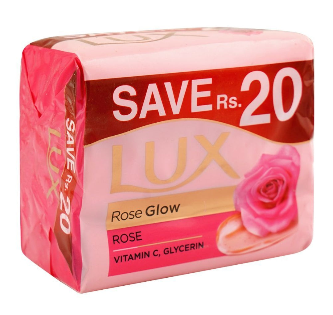Lux Rose Glow Vitamin C + Glycerine Soap, 3 x 128g