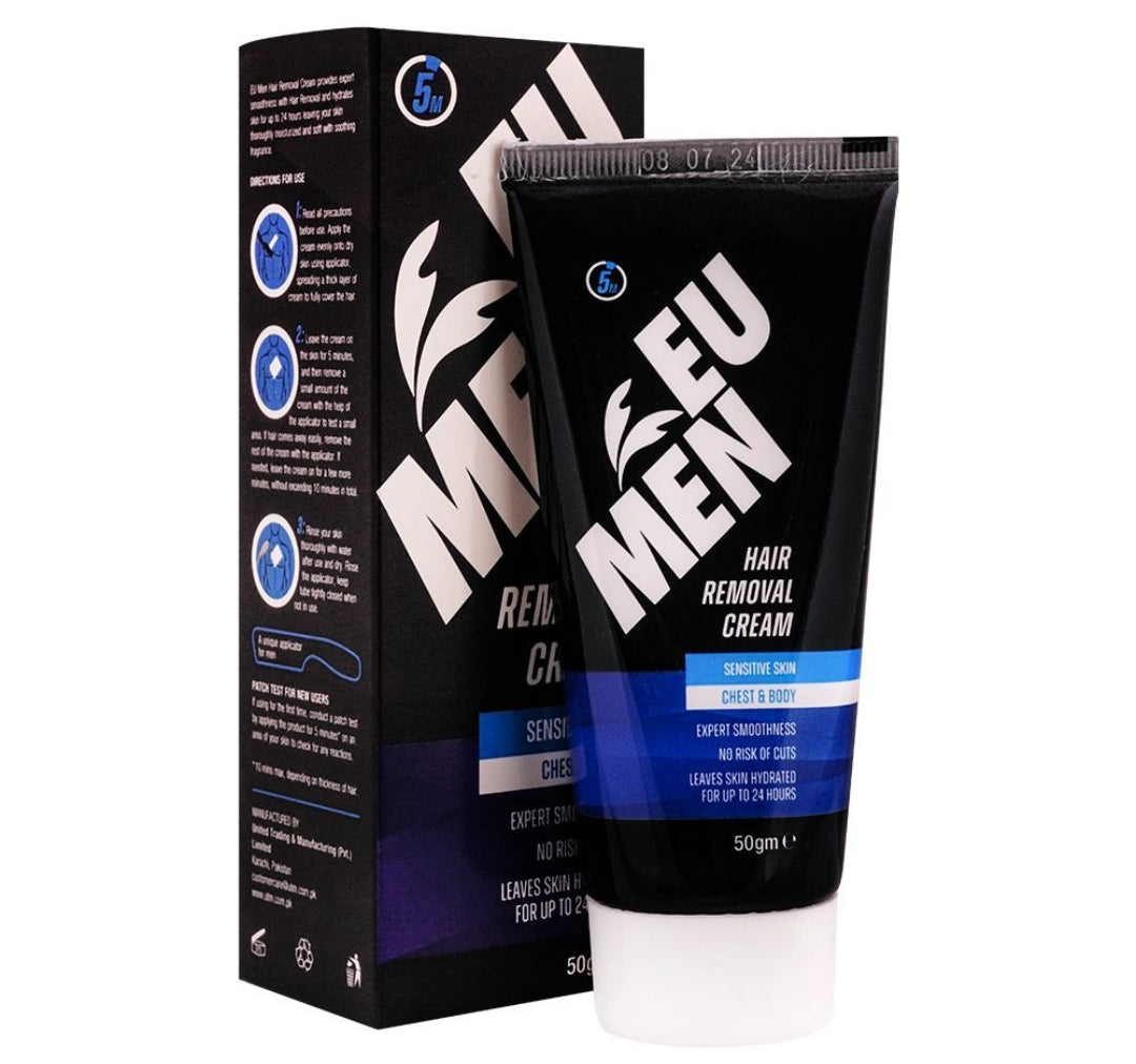 EU Men Hair Removal Cream, Sensitive Skin Chest & Body, 50g